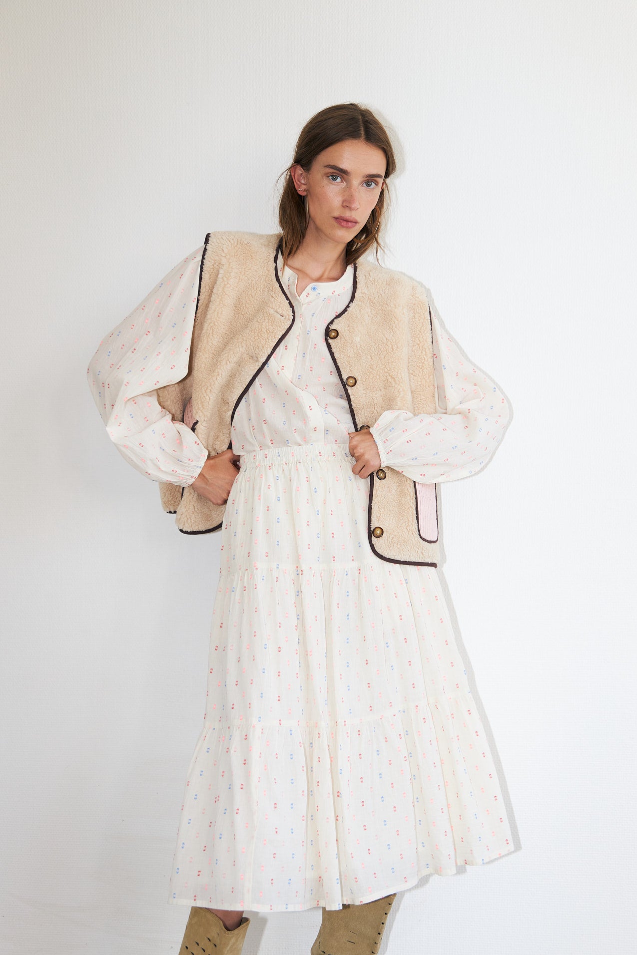 Lollys Laundry MorningLL Midi Nederdel Skirt 02 Creme