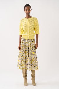 MorningLL Midi Skirt - Flower Print