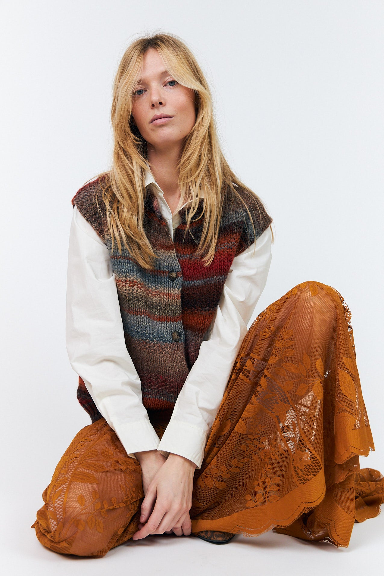 Lollys Laundry NynneLL Strikvest Vest Rustbrun