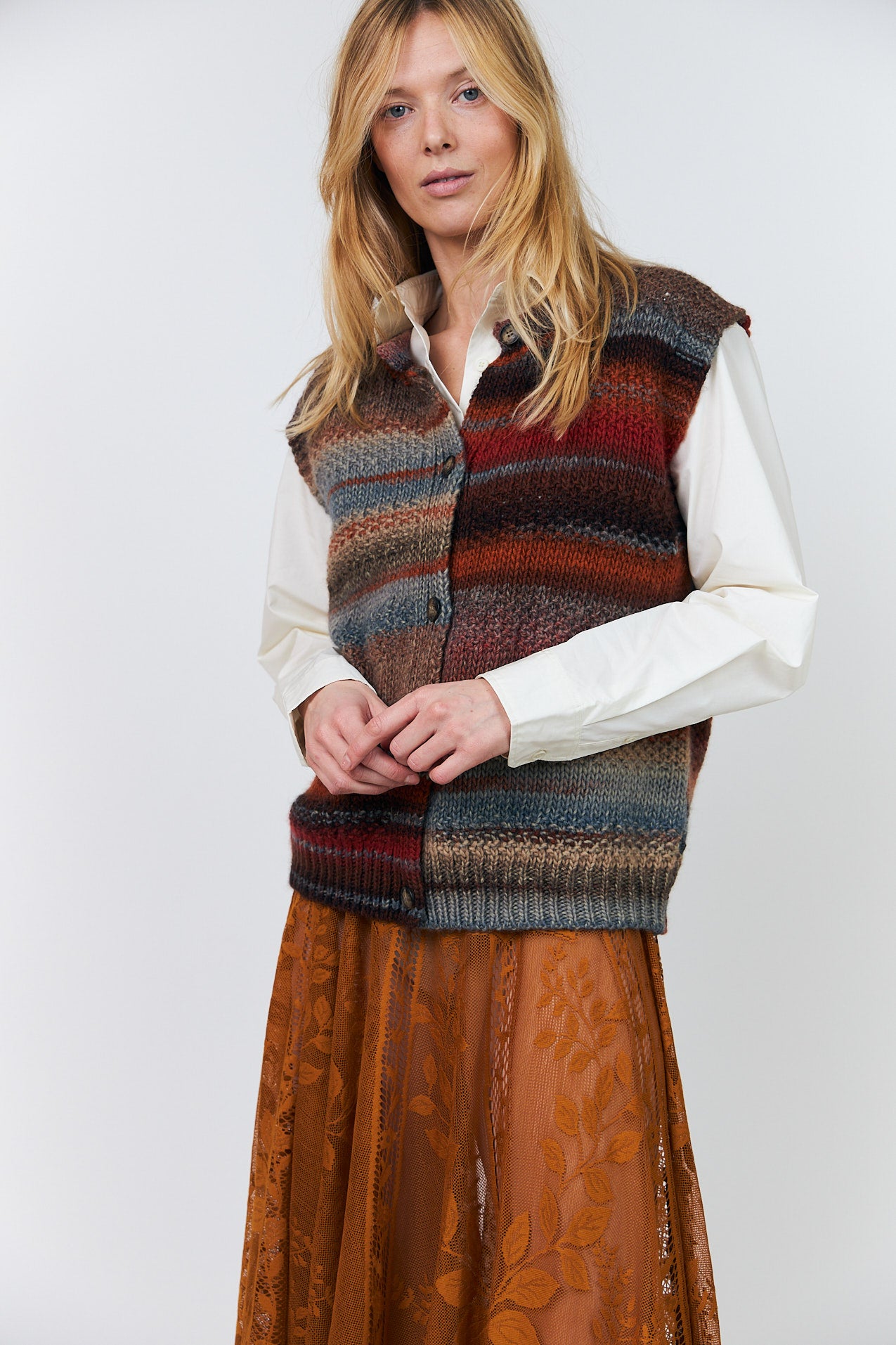 Lollys Laundry NynneLL Strikvest Vest Rustbrun