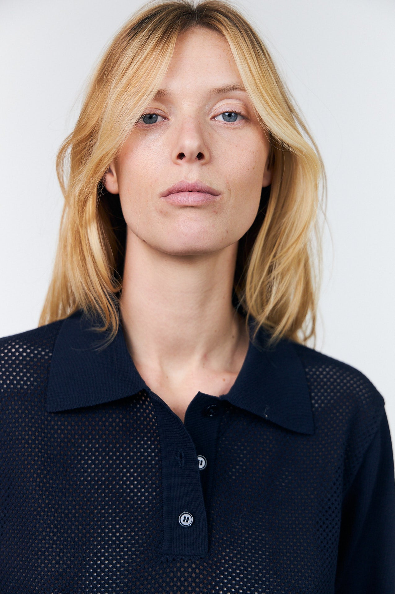 Lollys Laundry OpalLL Strik Polo Jumper Mørkeblå
