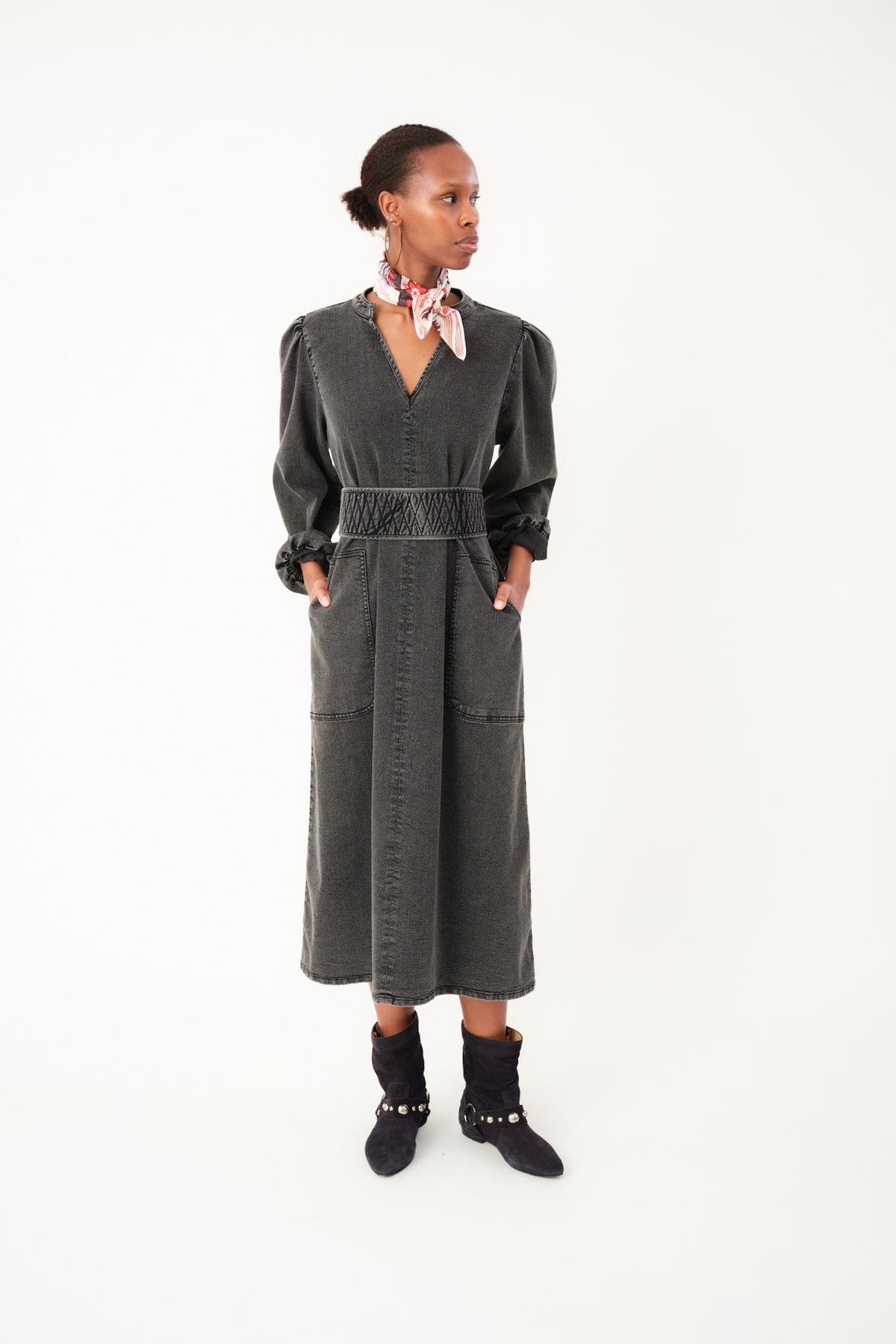 Lollys Laundry ParisLL Midi Kjole Dress Vasket sort