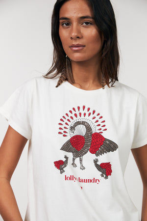 Lollys Laundry RomaLL T-shirt Påfugl T-shirt Hvid