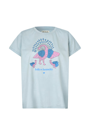 Lollys Laundry RomaLL T-shirt Påfugl T-shirt Lyseblå