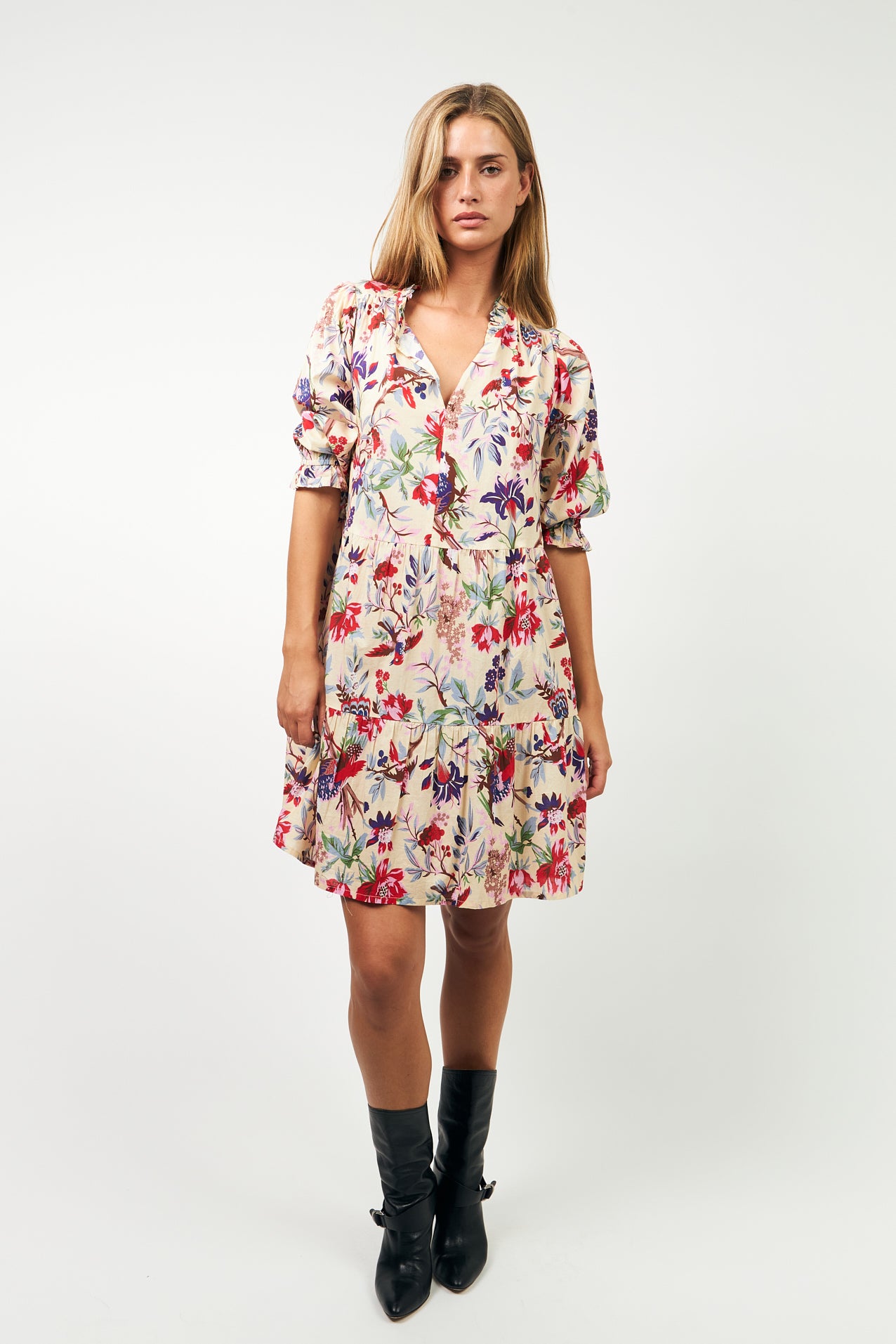 SabineLL kort kjole - 74 Flower Print