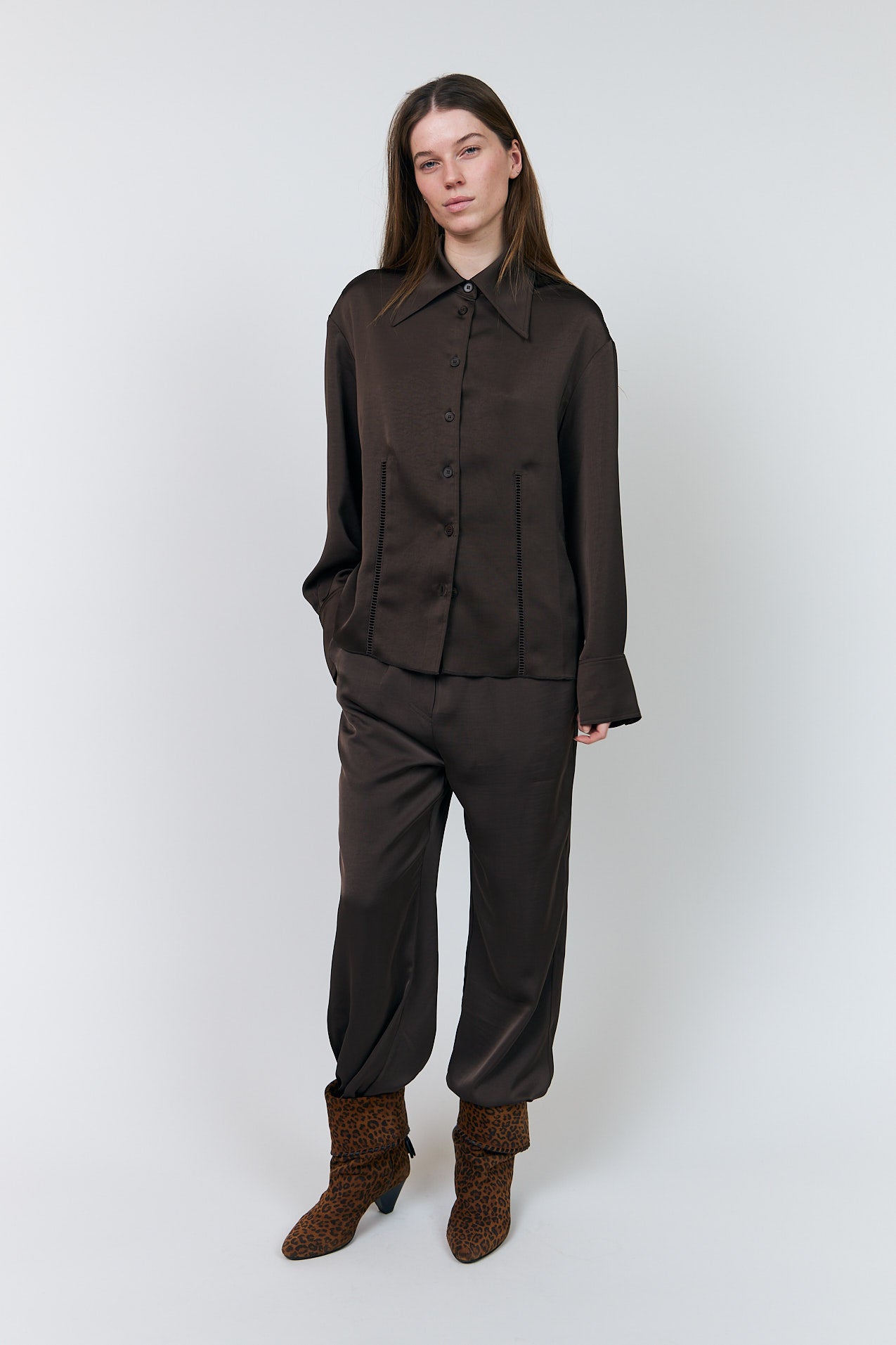 Lollys Laundry SolLL Skjorte Shirt Mørkebrun