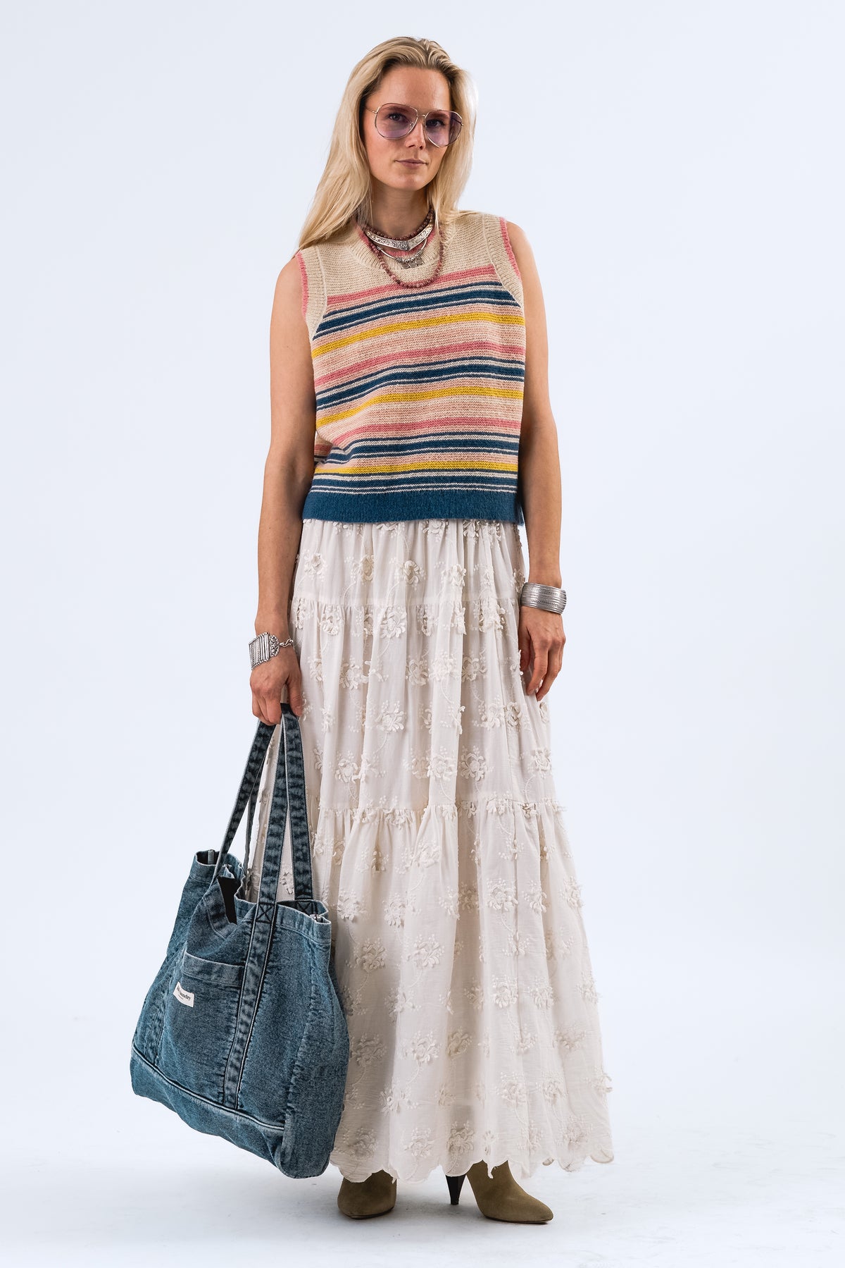 Lollys Laundry SunsetLL Maxi Nederdel Skirt Creme