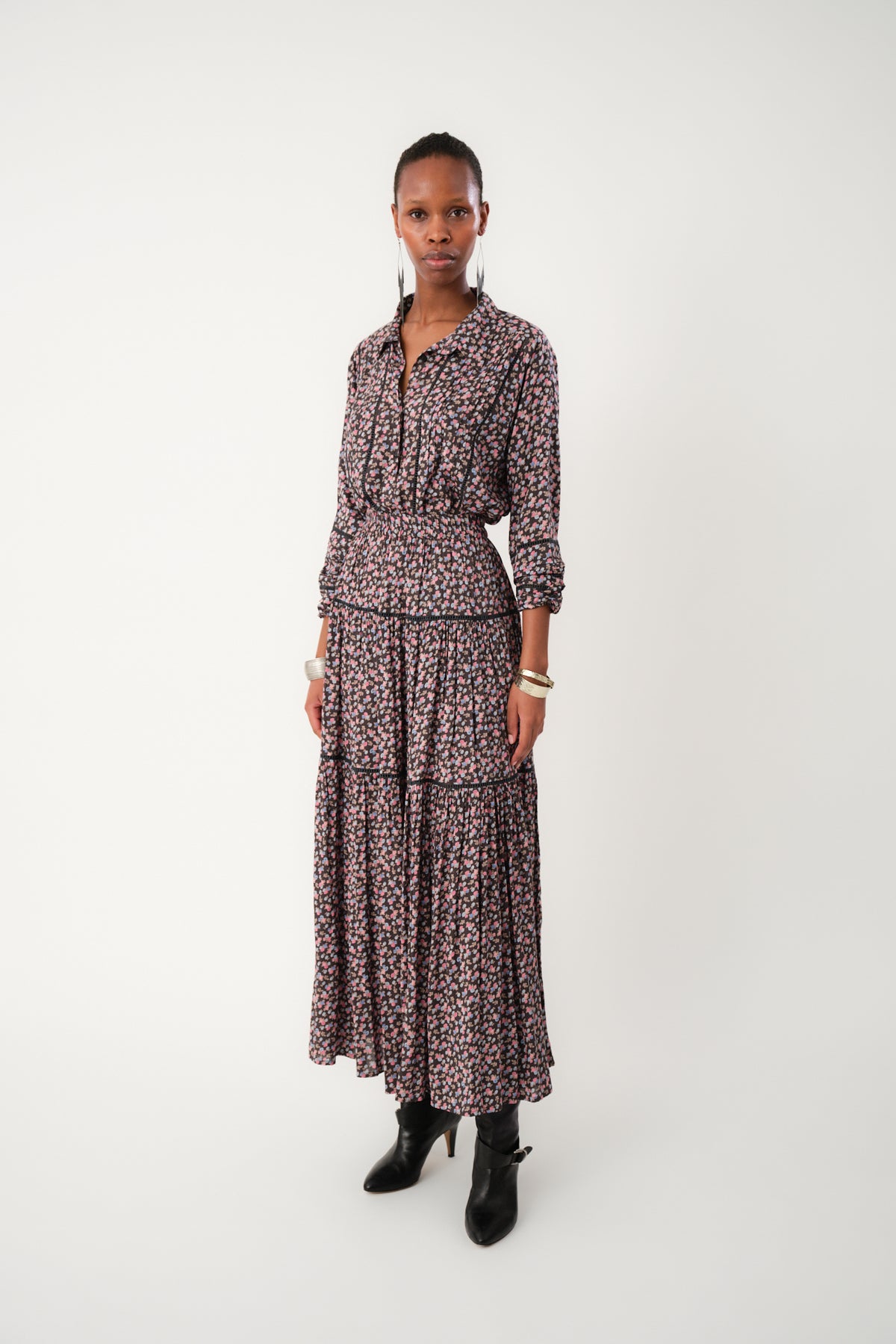 Lollys Laundry SunsetLL Maxi Nederdel Skirt Vasket sort