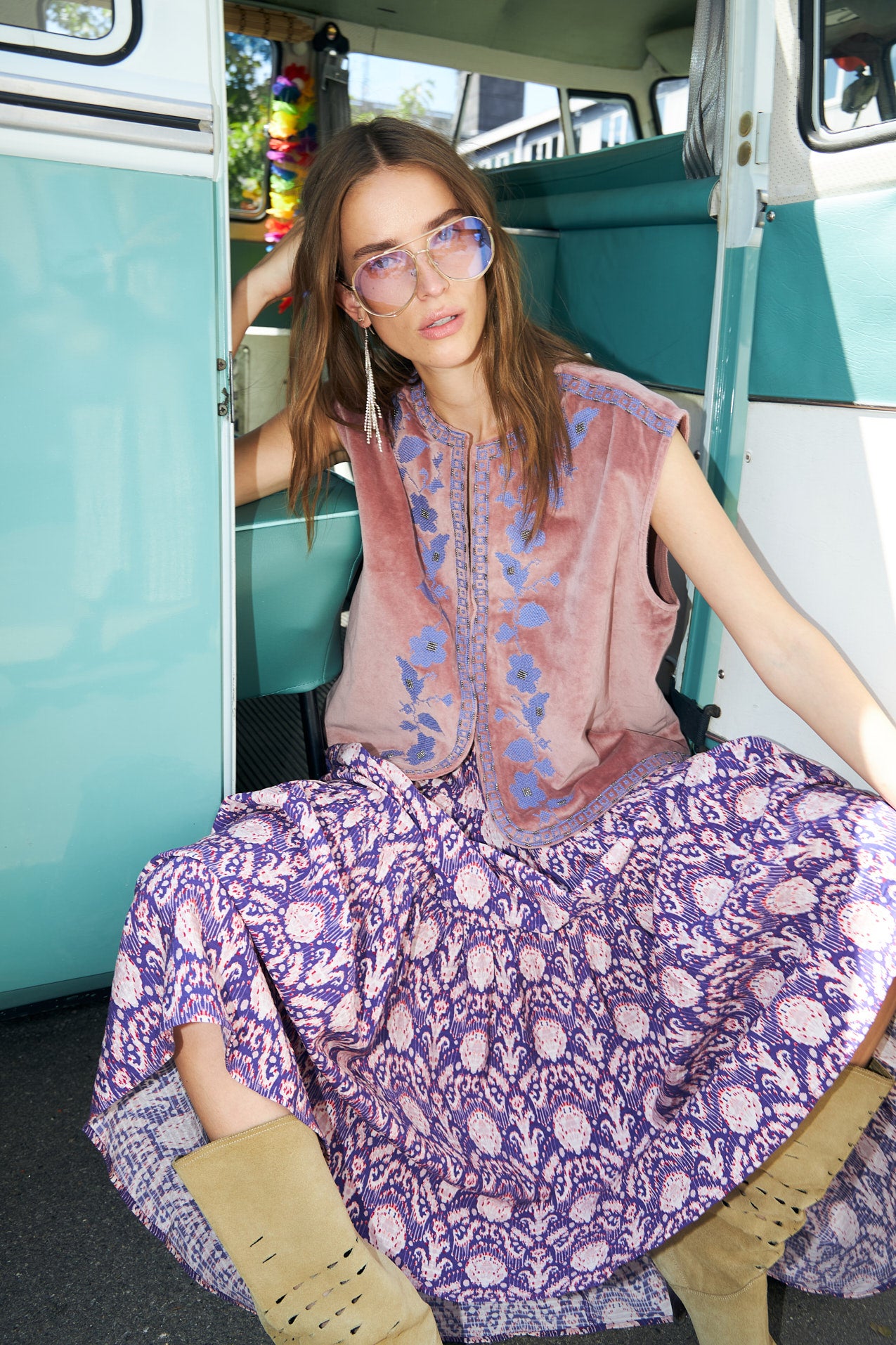 SunsetLL Maxi Nederdel - Graphic Print