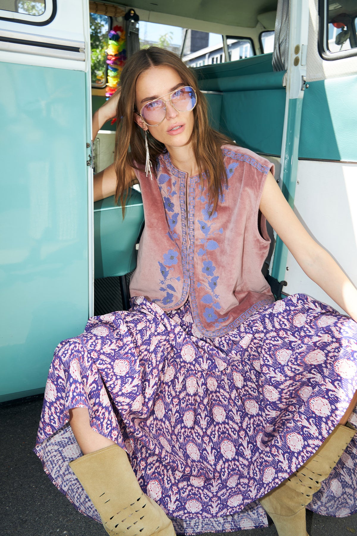 Lollys Laundry SunsetLL Maxi Nederdel Skirt Grafisk print