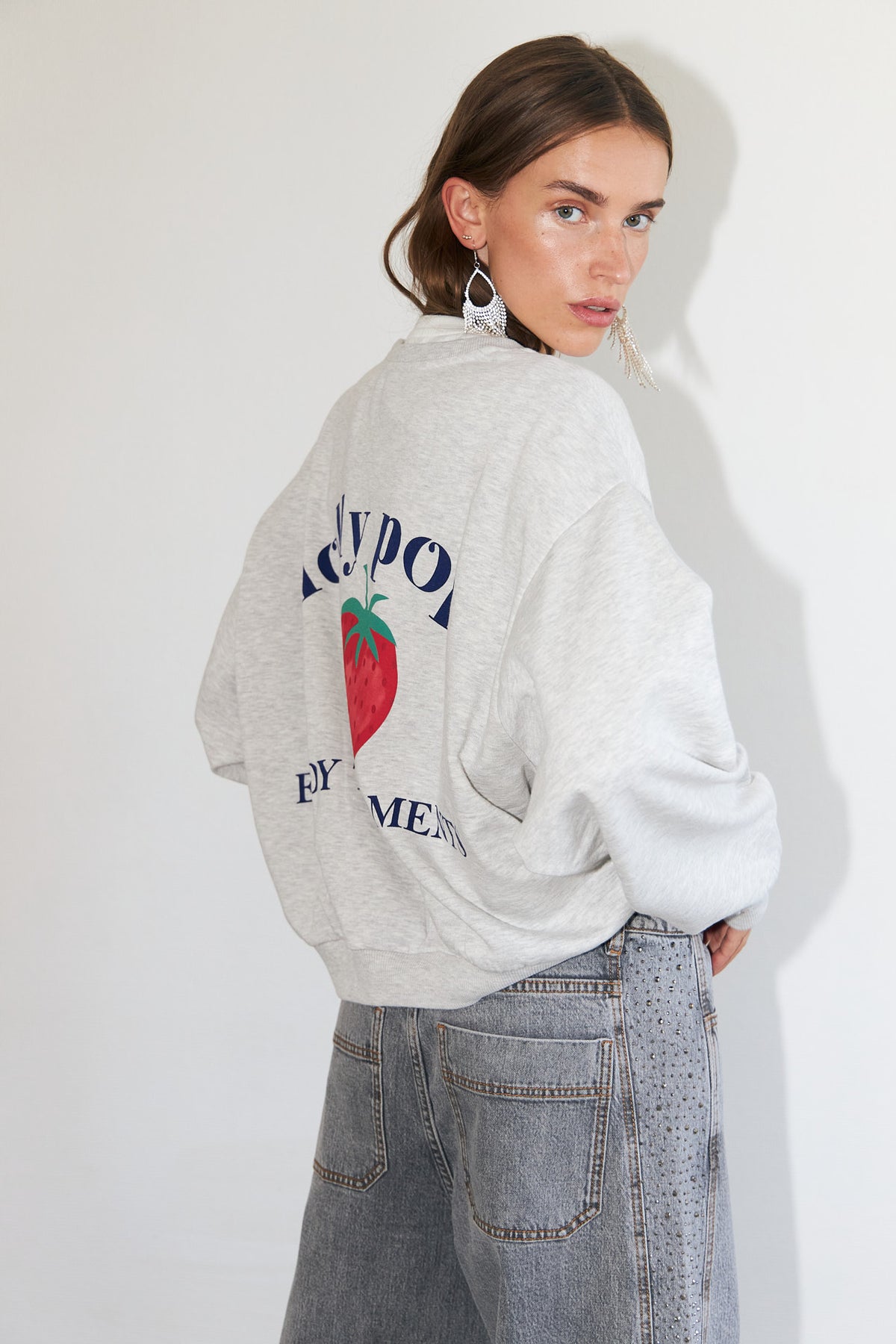 Lollys Laundry SydneyLL Jordbær Sweatshirt Sweatshirt Lysegrå Melange