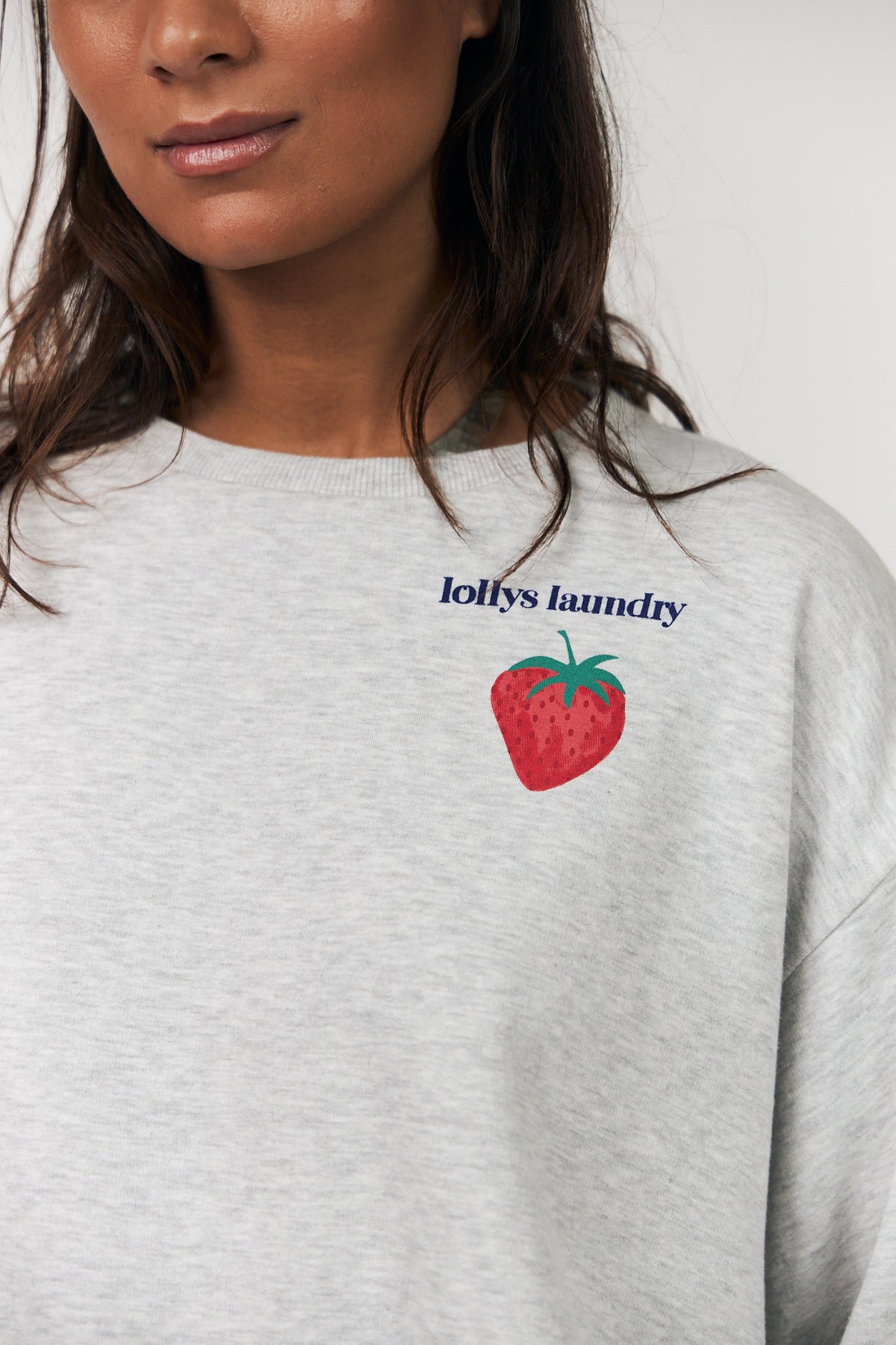 Lollys Laundry SydneyLL Jordbær Sweatshirt Sweatshirt Lysegrå Melange