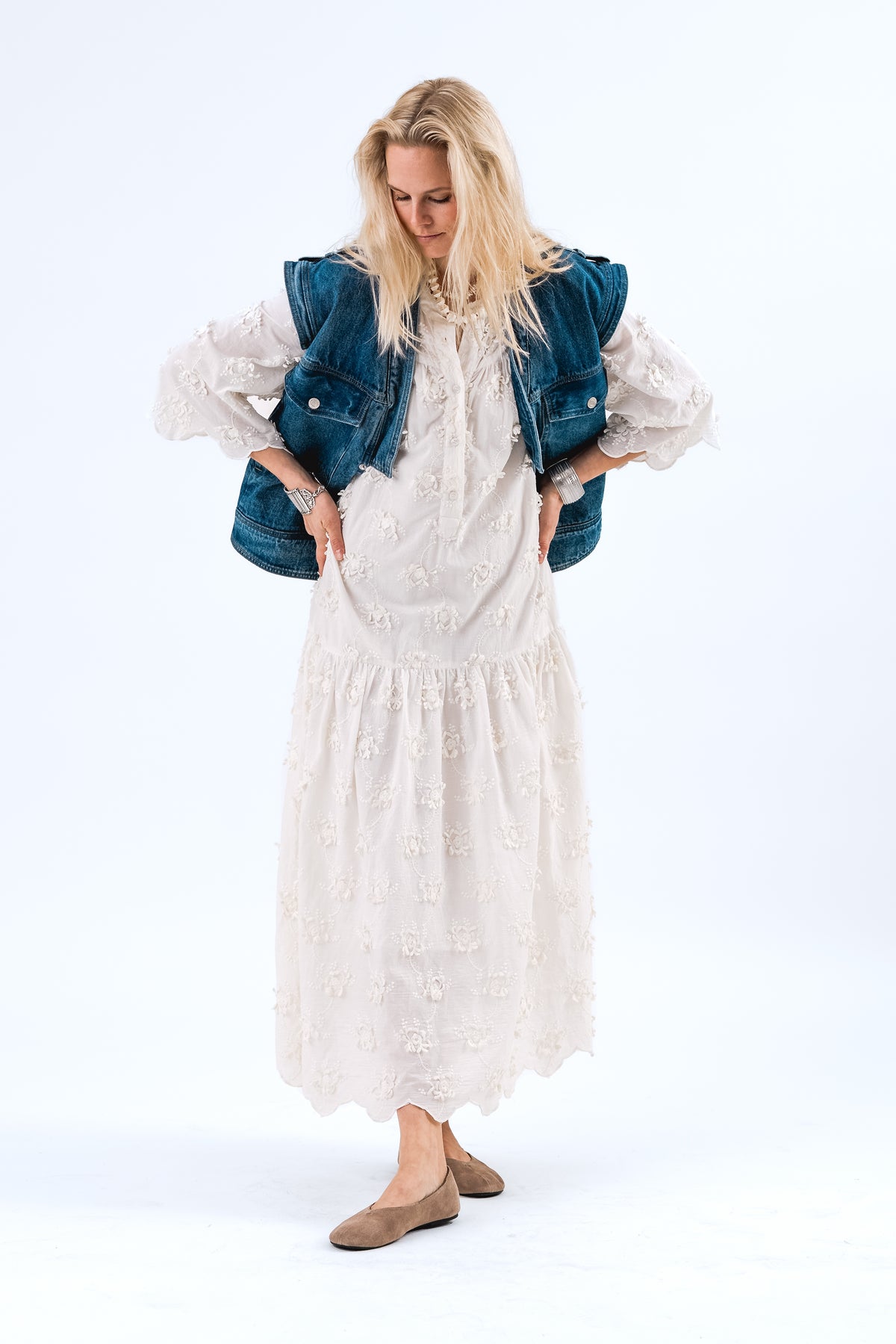 Lollys Laundry TimorLL Midi Kjole Dress Creme