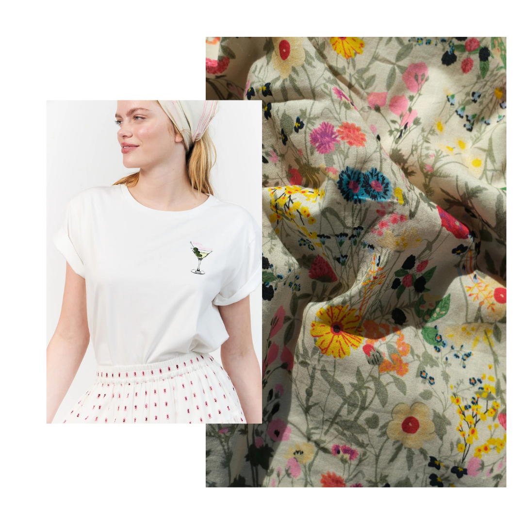 Blomsterprint og t-shirt med ikon
