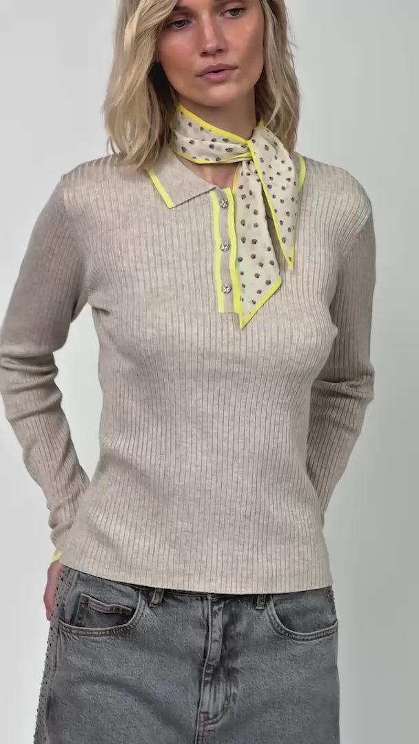 Lollys Laundry JulioLL Strik Polo Jumper 08 Beige