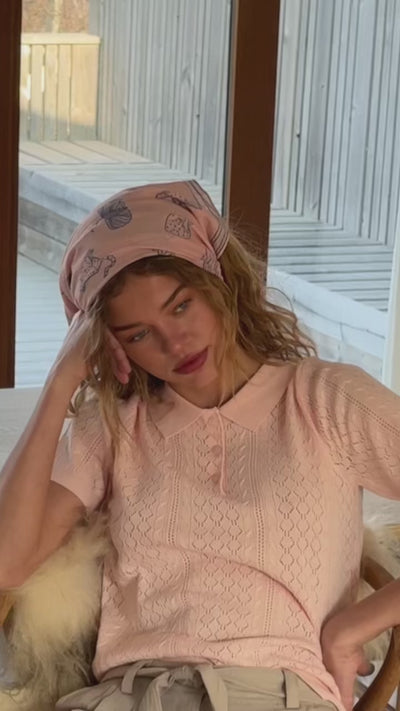 Lollys Laundry AlaiaLL Strik Polo T-shirt Lyserød