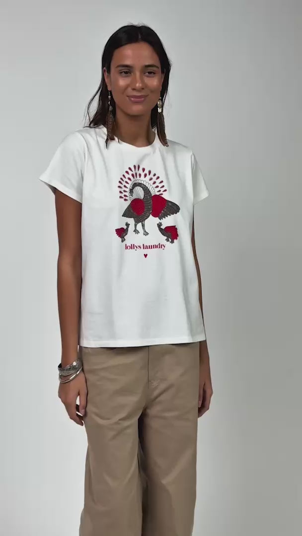 Lollys Laundry RomaLL T-shirt Påfugl T-shirt Hvid