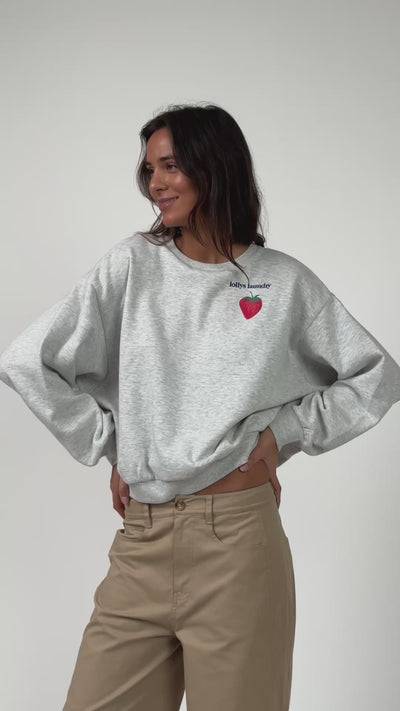 Lollys Laundry SydneyLL Jordbær Sweatshirt Sweatshirt Lysegrå Melange