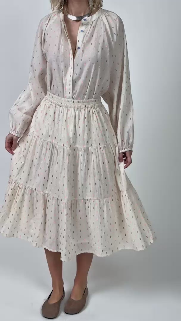 Lollys Laundry MorningLL Midi Nederdel Skirt 02 Creme