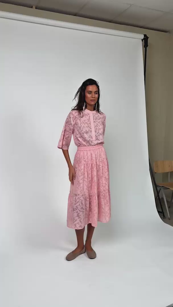 Lollys Laundry MorningLL Midi Nederdel Skirt 84 Light Pink